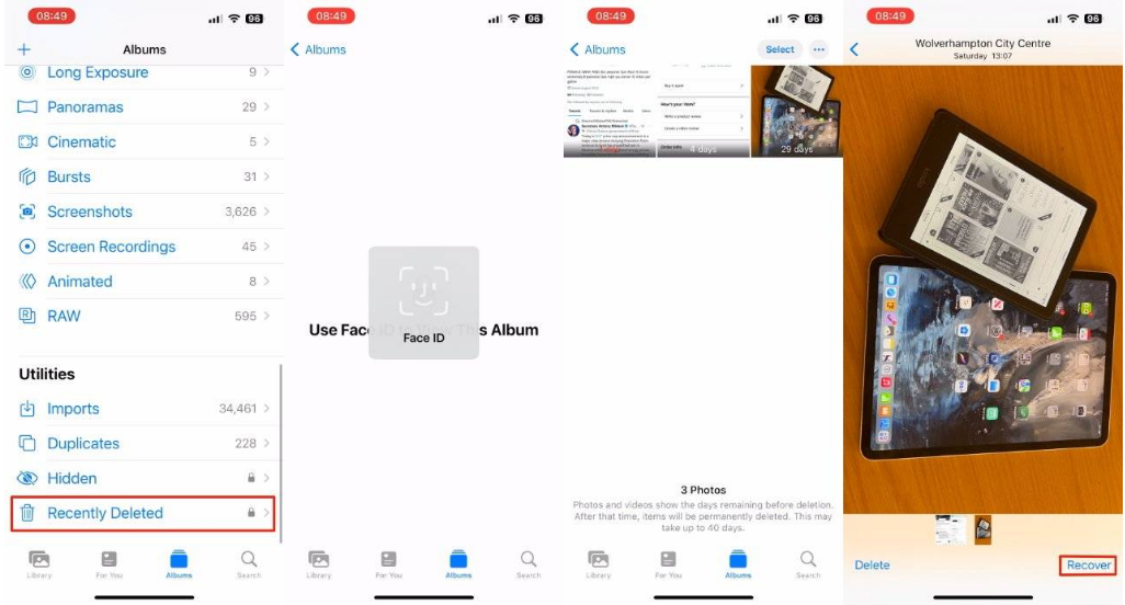 城中苹果14维修分享 iPhone14 上恢复已删除的照片 