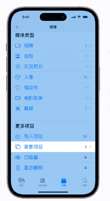 城中苹果手机维修分享升级 iOS 16 后无法查看到“重复项目”相簿怎么办 