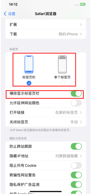 城中苹果手机维修分享Safari浏览器如何切换标签栏位置 